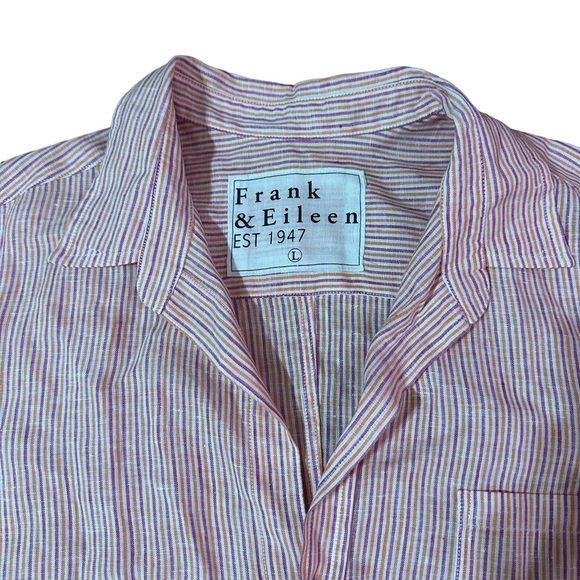 Frank & Eileen Striped Linen Button Down Size L - Picture 2 of 4